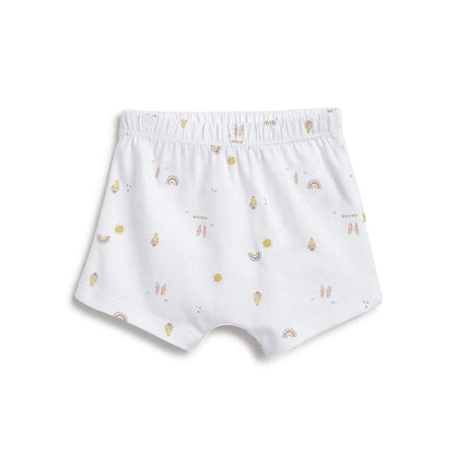 Infants White Printed T-Shirt With Shorts