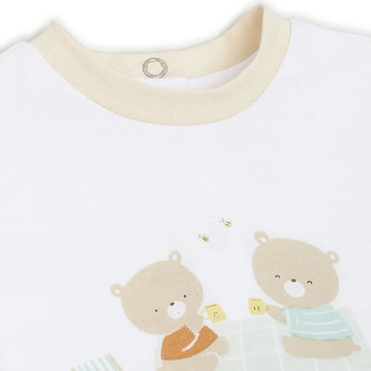 Infants White Printed T-Shirt With Shorts