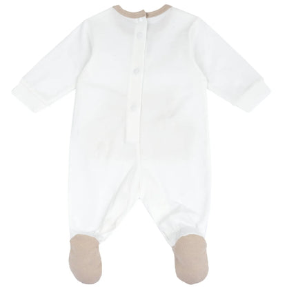 Infants White Typography Printed Leg Opening Babysuit