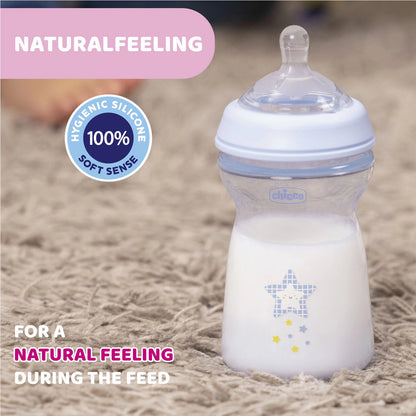 Natural Feeling Fast Flow Baby Bottle  6M+ 330ML Blue