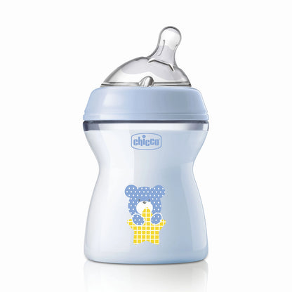 Natural Feeling Medium Flow Baby Bottle 2M+ 250ML Blue