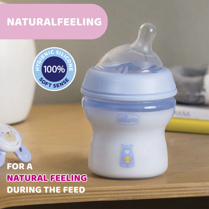 Natural Feeling Slow Flow Baby Bottle 0M+ 150ml Blue