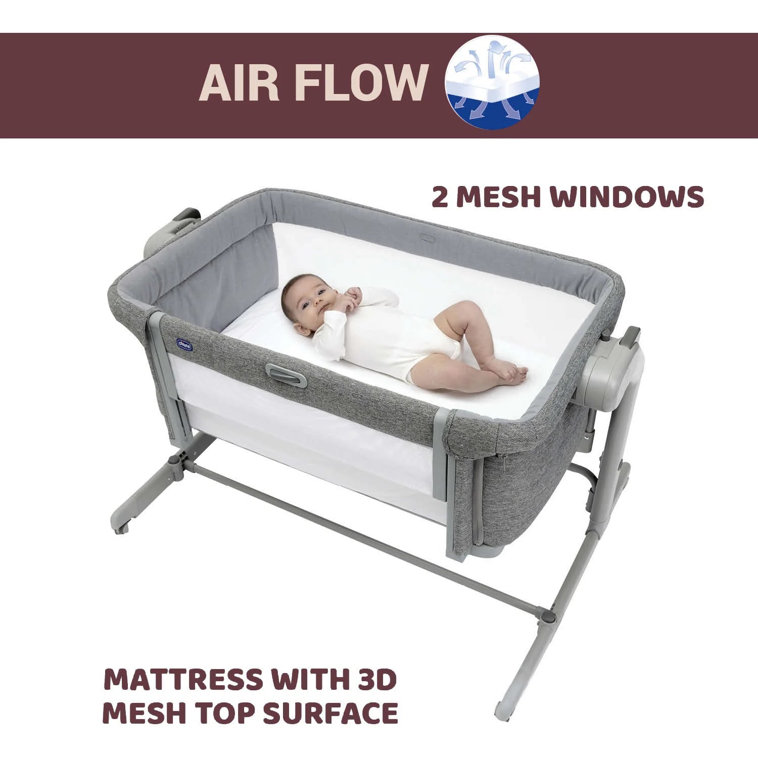 Next2Me Magic Evo Co Sleeping Crib Dark Grey