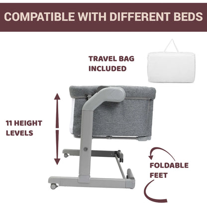 Next2Me Magic Evo Co Sleeping Crib Dark Grey