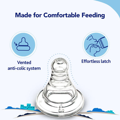 Nourish Plus Fast Flow Baby Bottle 240ml 6M+ Blue