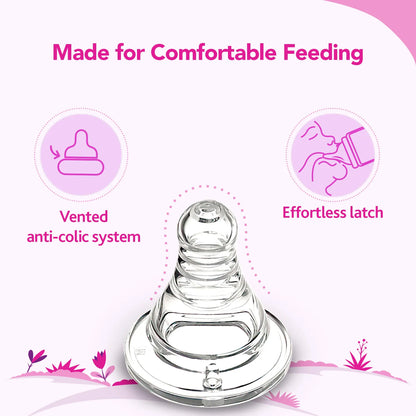 Nourish Plus Fast Flow Baby Bottle 240ml 6M+ Pink
