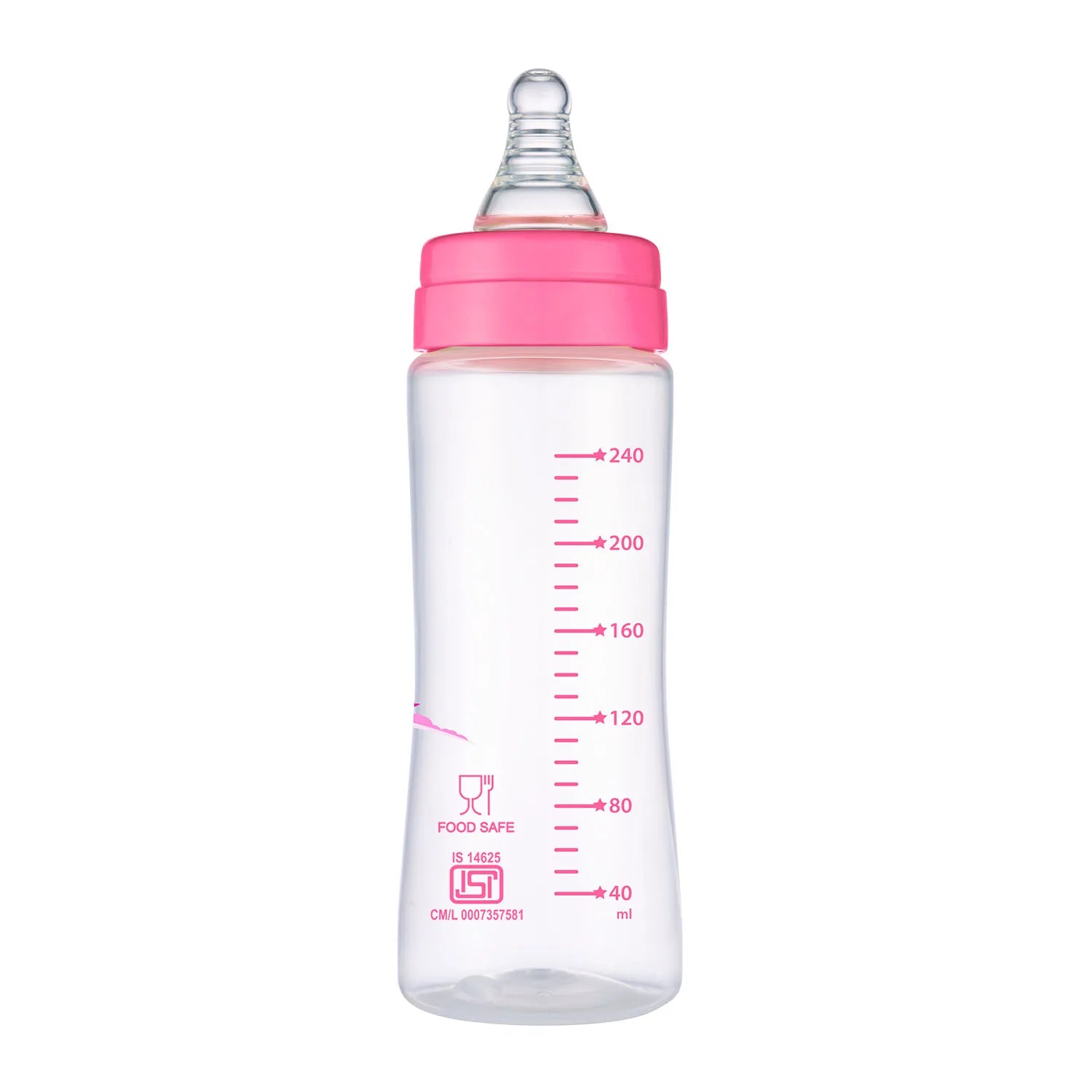 Nourish Plus Medium Flow Baby Bottle 240ml 3M+ Pink