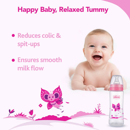 Nourish Plus Medium Flow Baby Bottle 240ml 3M+ Pink