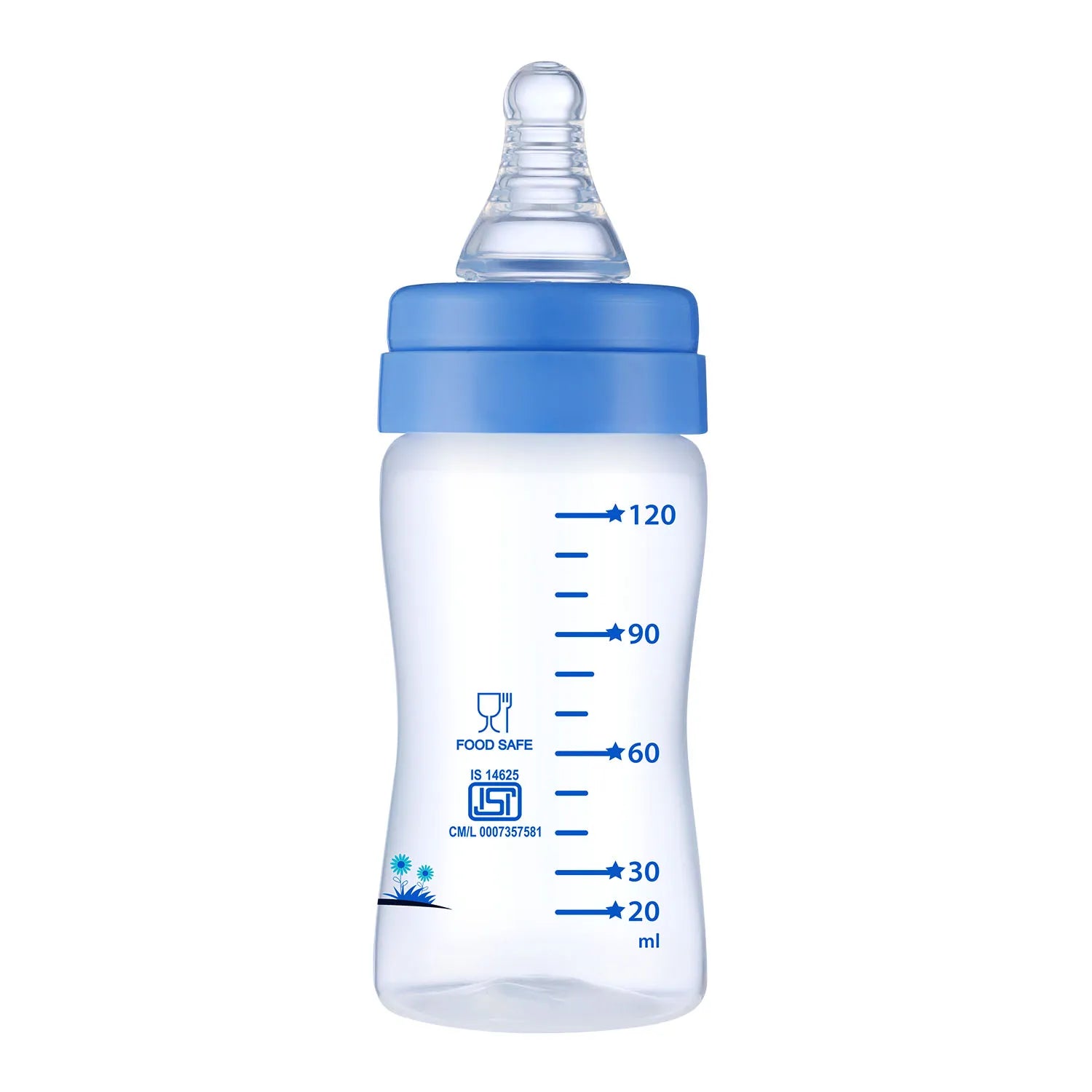 Nourish Plus Slow Flow Baby Bottle 120ml 0M+ Blue