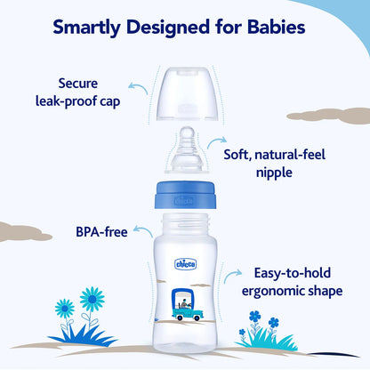 Nourish Plus Slow Flow Baby Bottle 120ml 0M+ Blue
