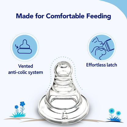 Nourish Plus Slow Flow Baby Bottle 120ml 0M+ Blue