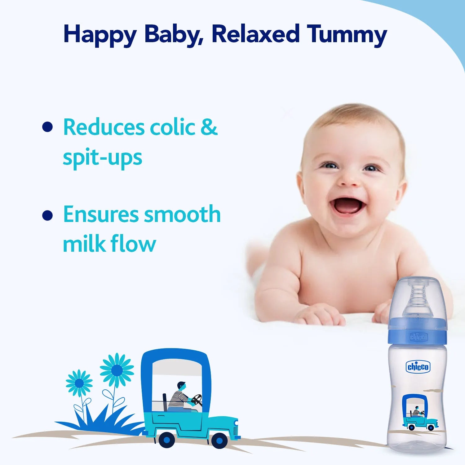 Nourish Plus Slow Flow Baby Bottle 120ml 0M+ Blue