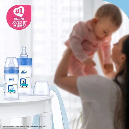 Nourish Plus Slow Flow Baby Bottle 120ml 0M+ Blue