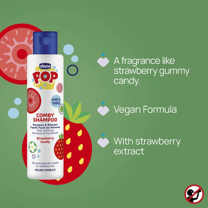 POP Strawberry 2 in 1 Comby Shampoo &amp; Conditioner 250 ml (6 Years+)