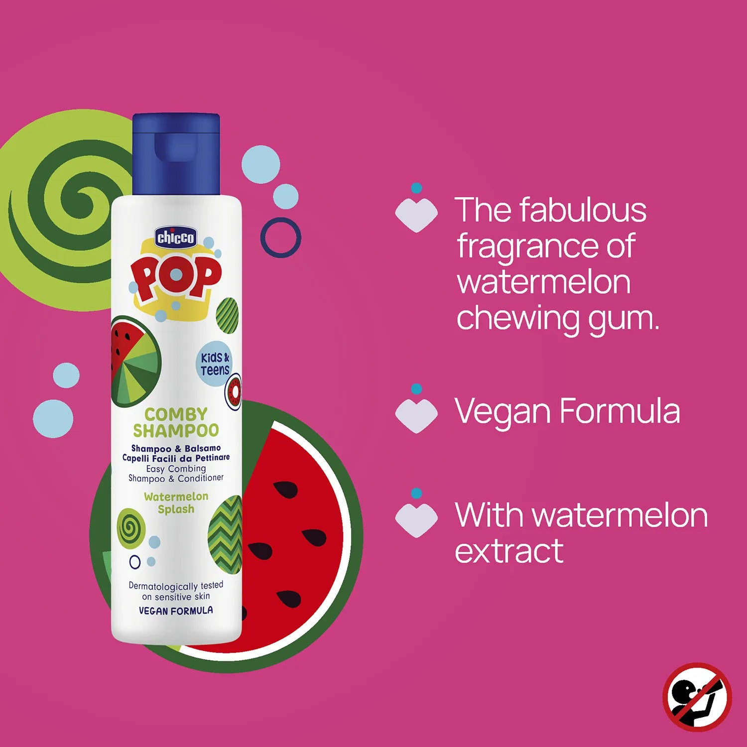 POP Watermelon Splash 2 in 1 Shampoo &amp; Conditioner 250 ml (6 Years+)