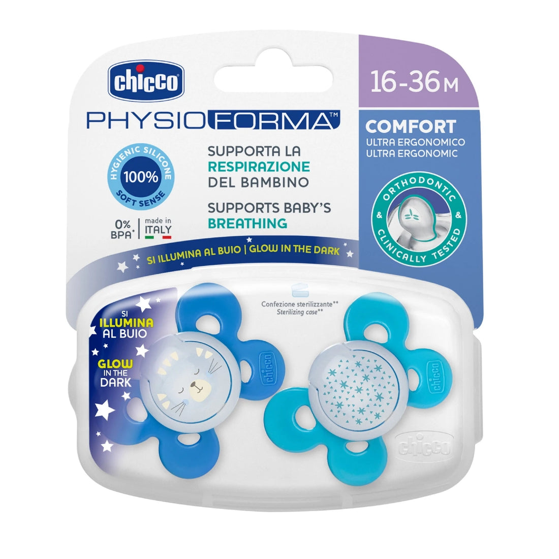 Soother Physio Comfort Blue 16 to 36M 2Pcs