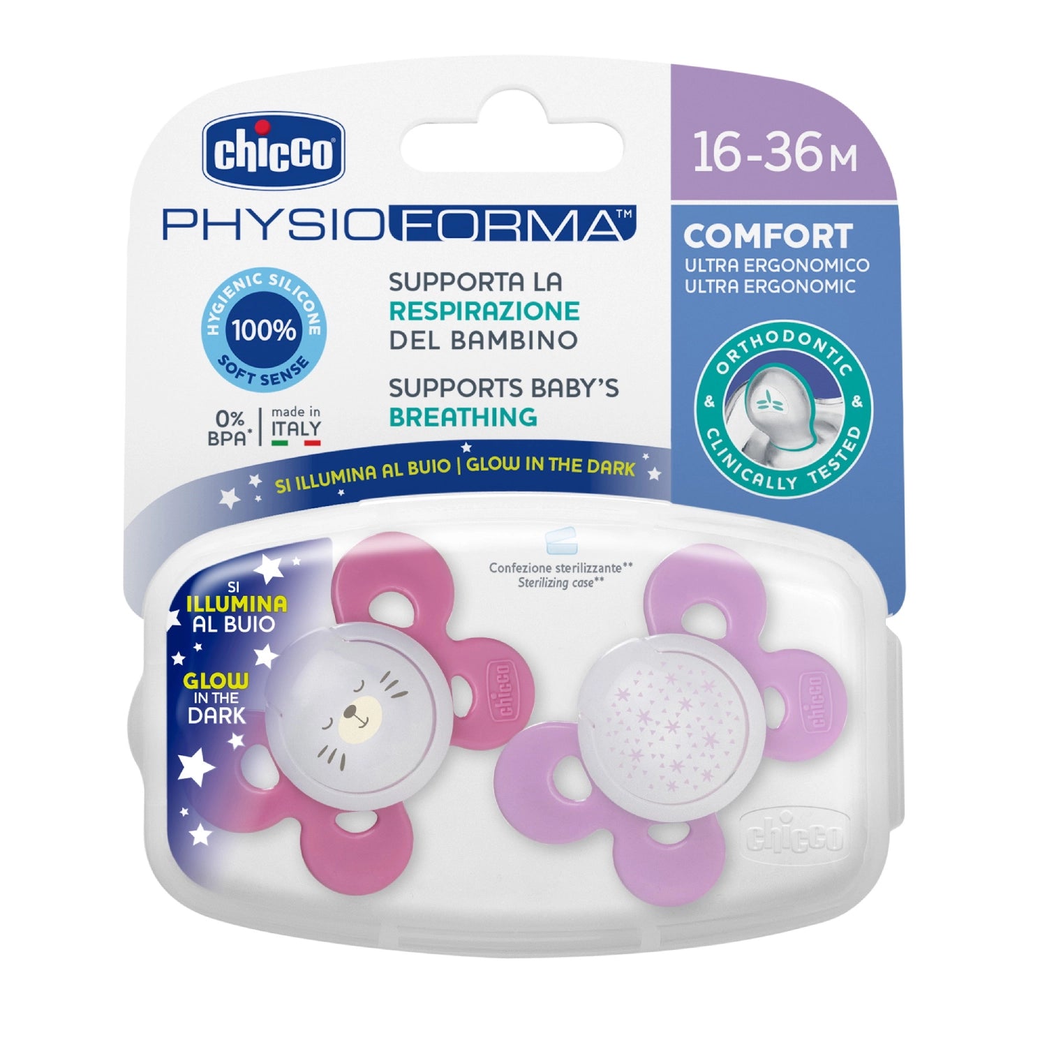 Soother Physio Comfort Pink 16 to 36M 2Pcs