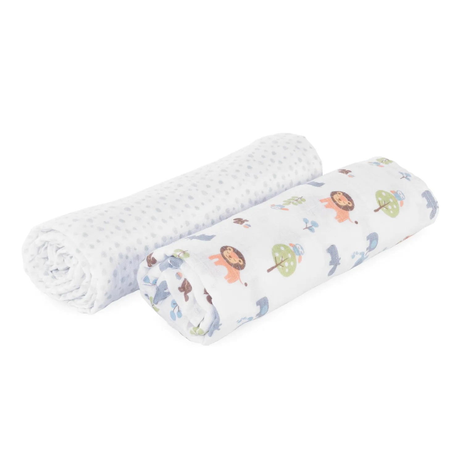 Swaddles Set 2Pcs Light Grey Animal Print