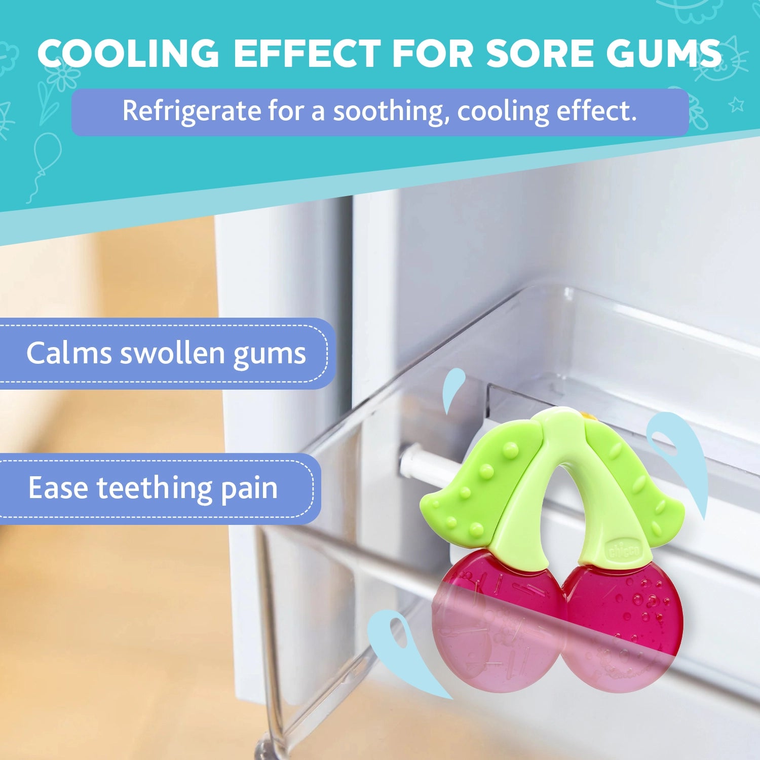 Teether Refreshing Cherry Pink 4M+ 1Pc