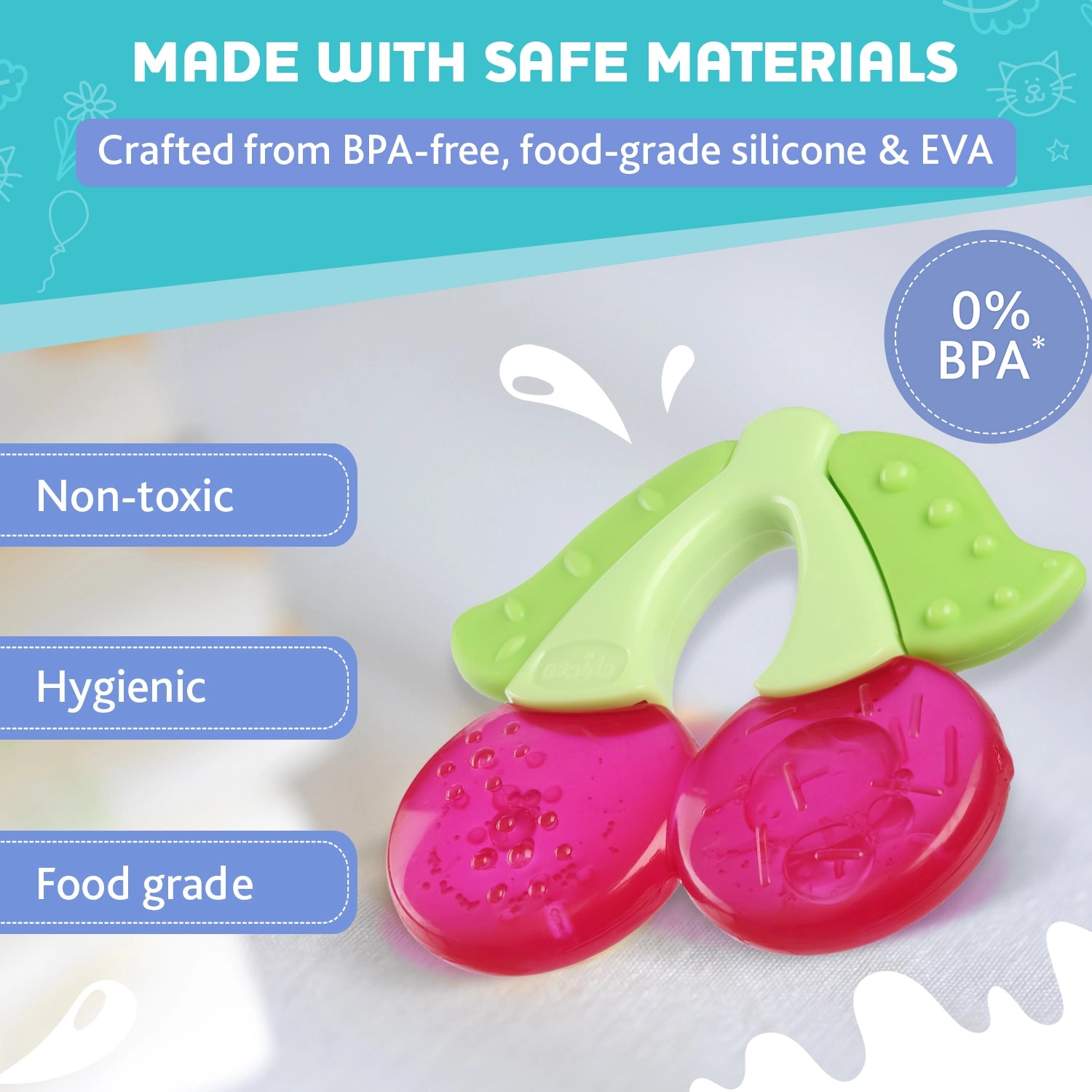 Teether Refreshing Cherry Pink 4M+ 1Pc