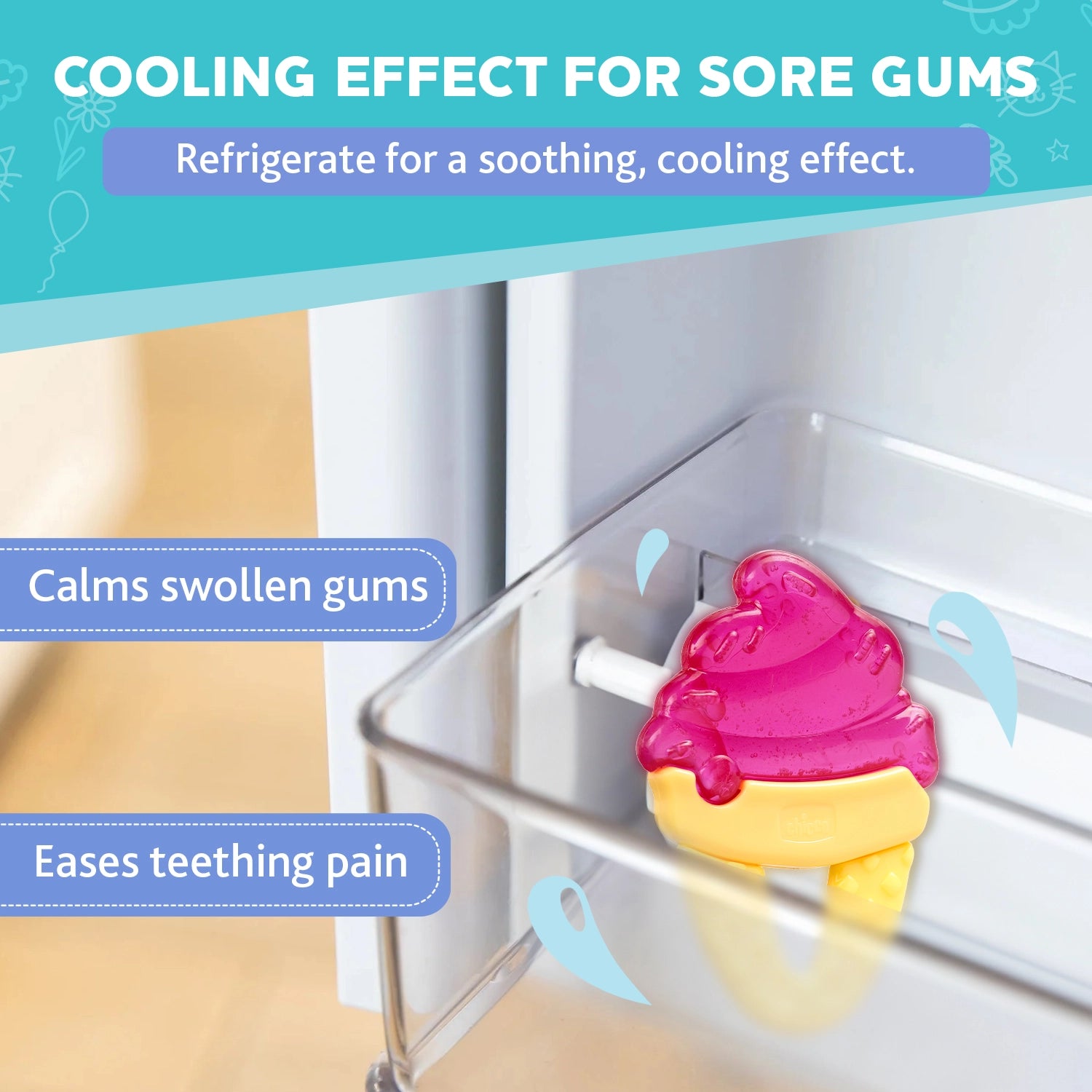 Teether Refreshing Ice Cream Pink 4M+ 1Pc