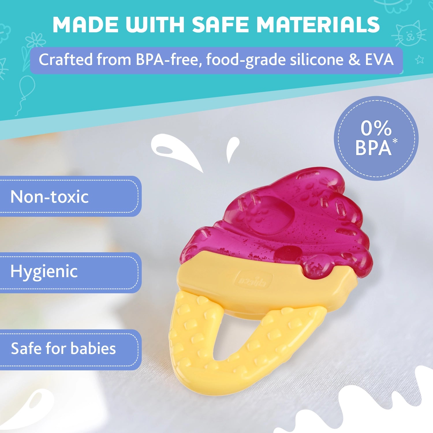 Teether Refreshing Ice Cream Pink 4M+ 1Pc