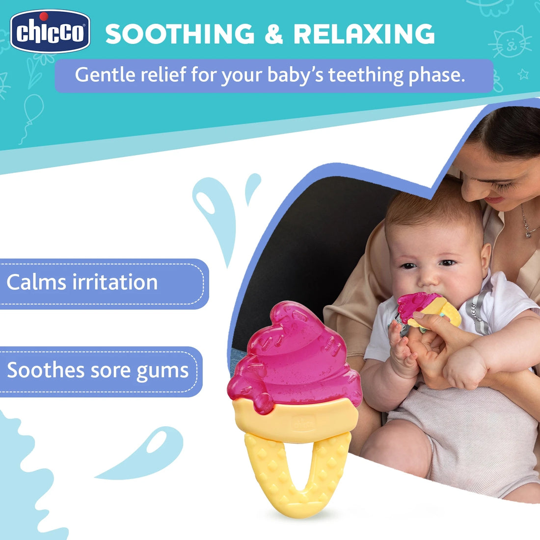 Teether Refreshing Ice Cream Pink 4M+ 1Pc