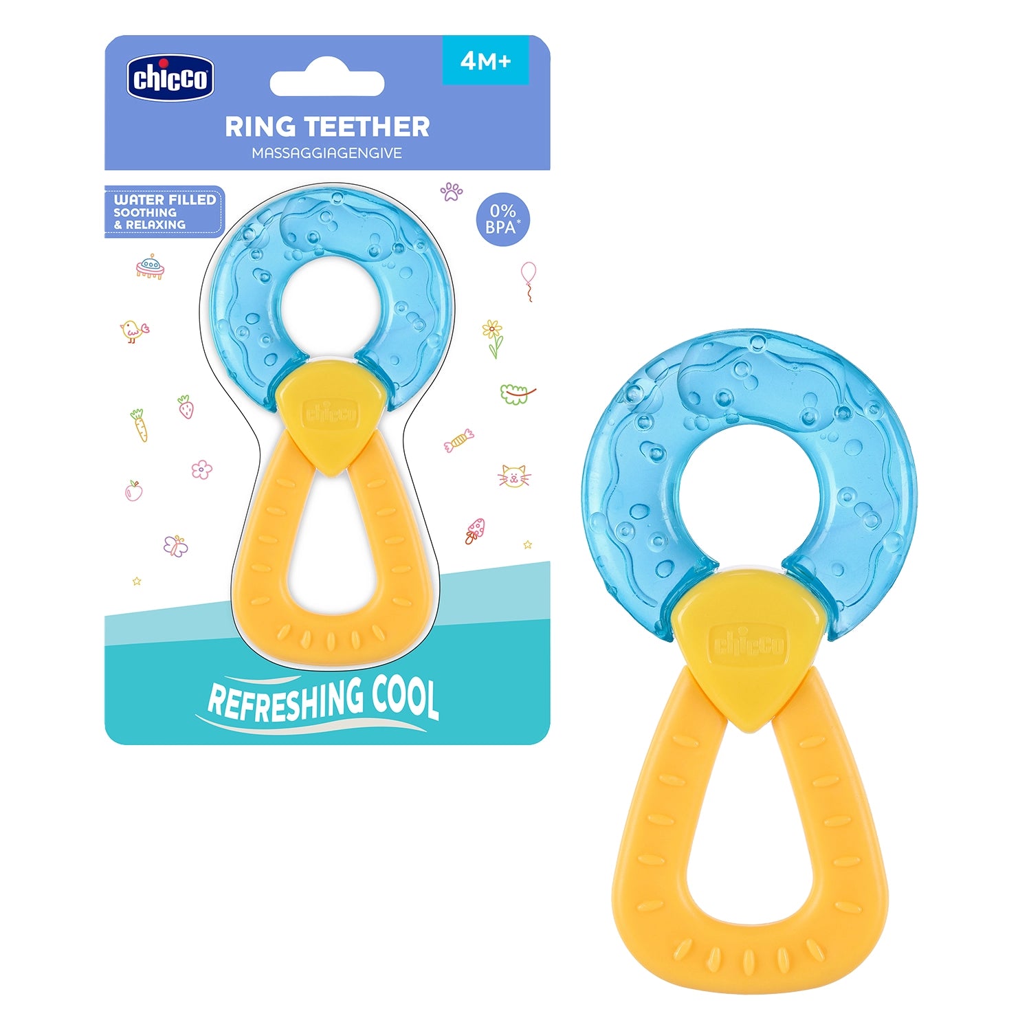 Teether Refreshing Ring Handle Blue 4M+ 1Pc