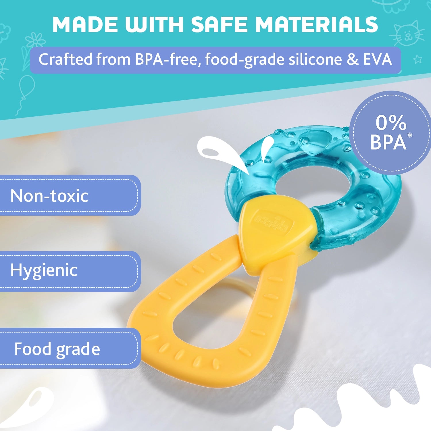 Teether Refreshing Ring Handle Blue 4M+ 1Pc