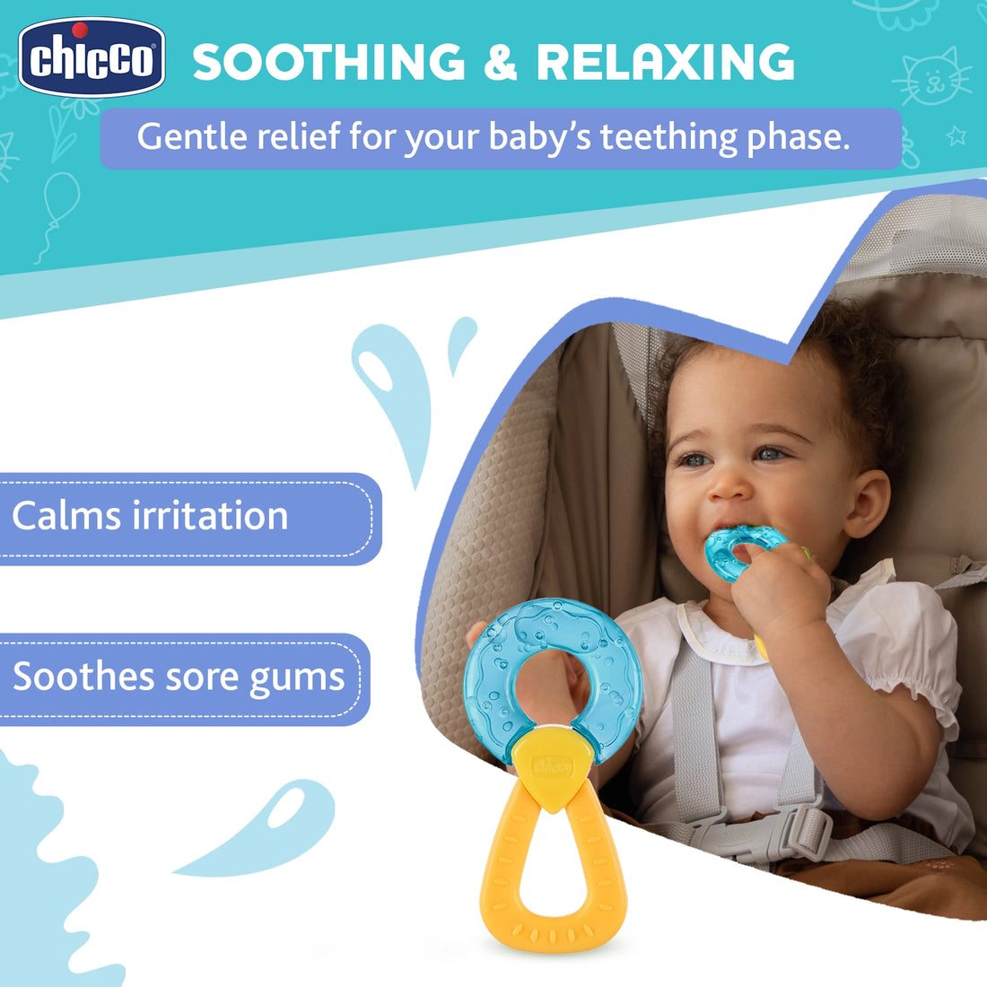Teether Refreshing Ring Handle Blue 4M+ 1Pc
