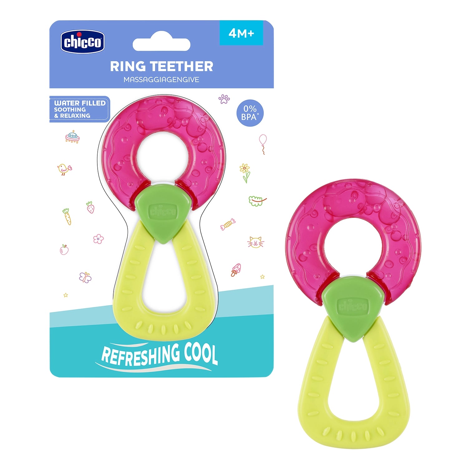 Teether Refreshing Ring Handle Pink 4M+ 1Pc