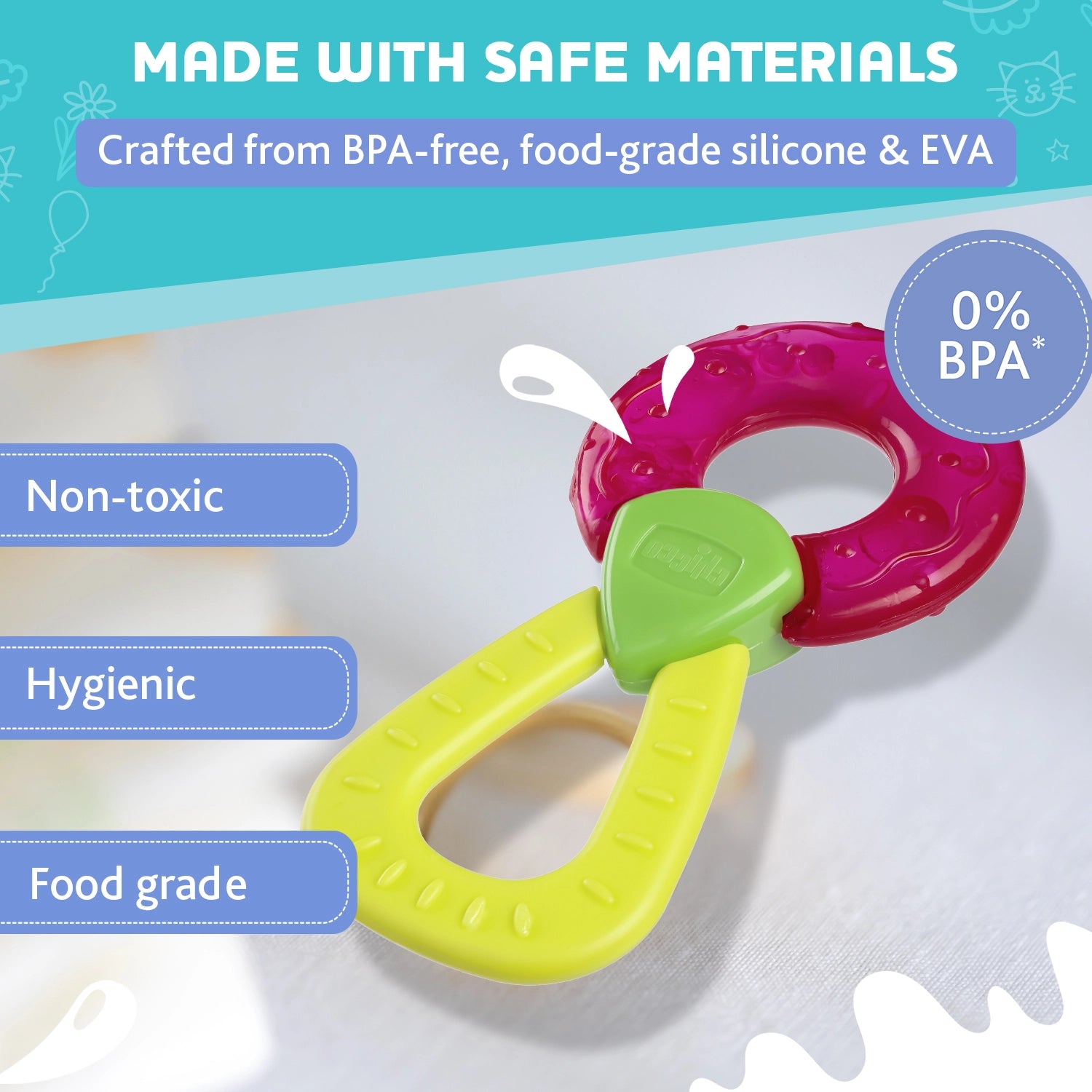 Teether Refreshing Ring Handle Pink 4M+ 1Pc