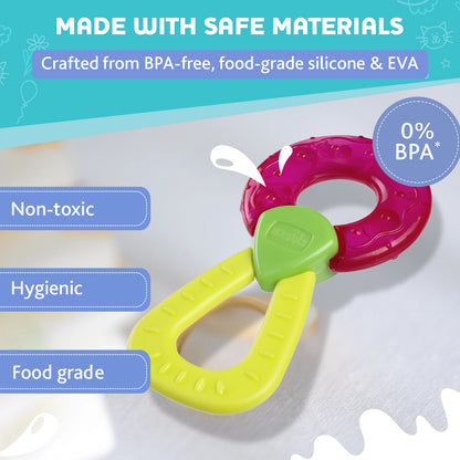 Teether Refreshing Ring Handle Pink 4M+ 1Pc