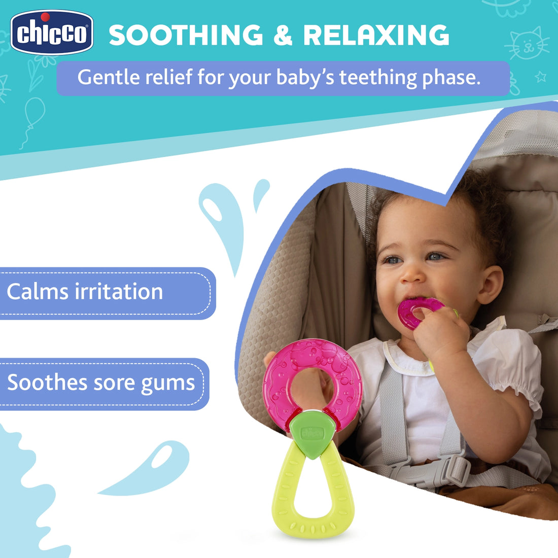 Teether Refreshing Ring Handle Pink 4M+ 1Pc