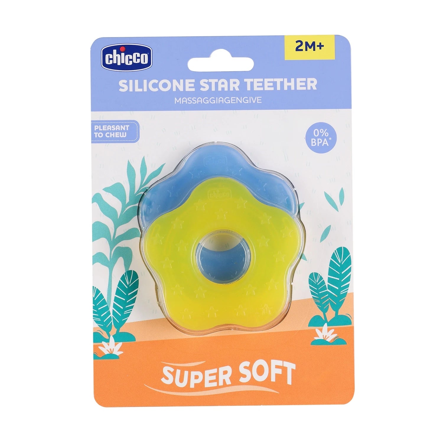 Teether Supersoft Star 2M+ 2Pc Blue &amp; Yellow
