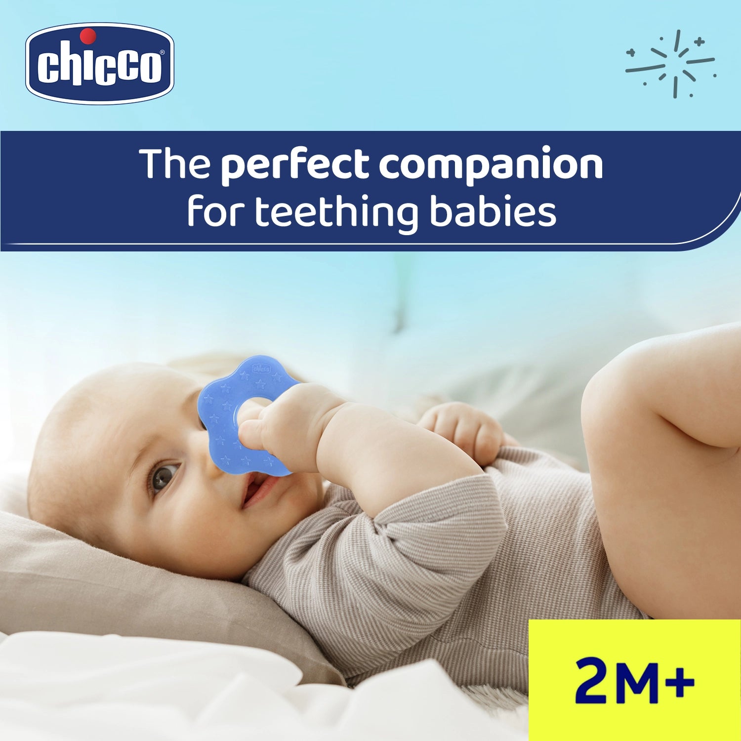 Teether Supersoft Star 2M+ 2Pc Blue &amp; Yellow