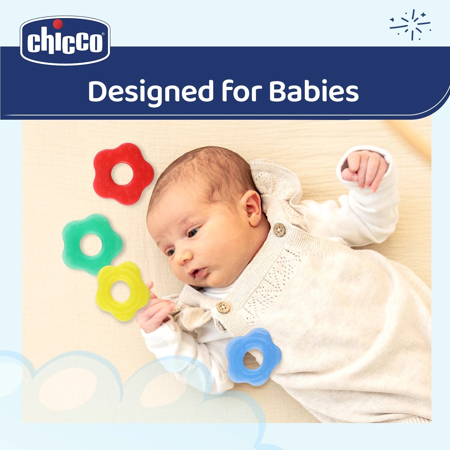 Teether Supersoft Star 2M+ 2Pc Blue &amp; Yellow