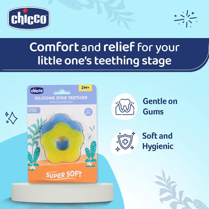 Teether Supersoft Star 2M+ 2Pc Blue &amp; Yellow
