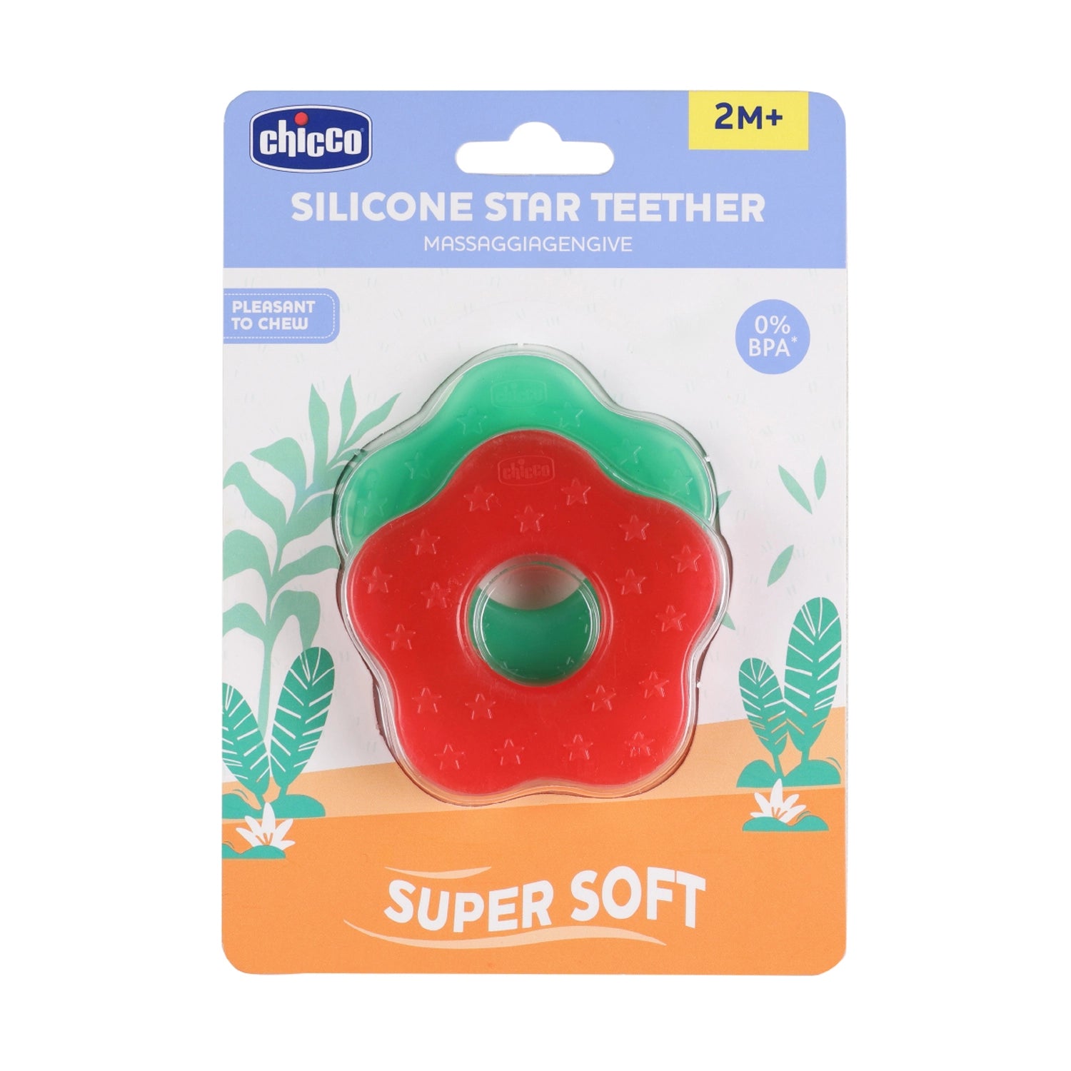Teether Supersoft Star 2M+ 2Pc Red &amp; Green
