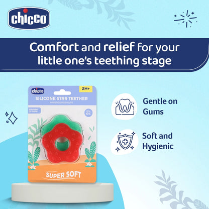 Teether Supersoft Star 2M+ 2Pc Red &amp; Green