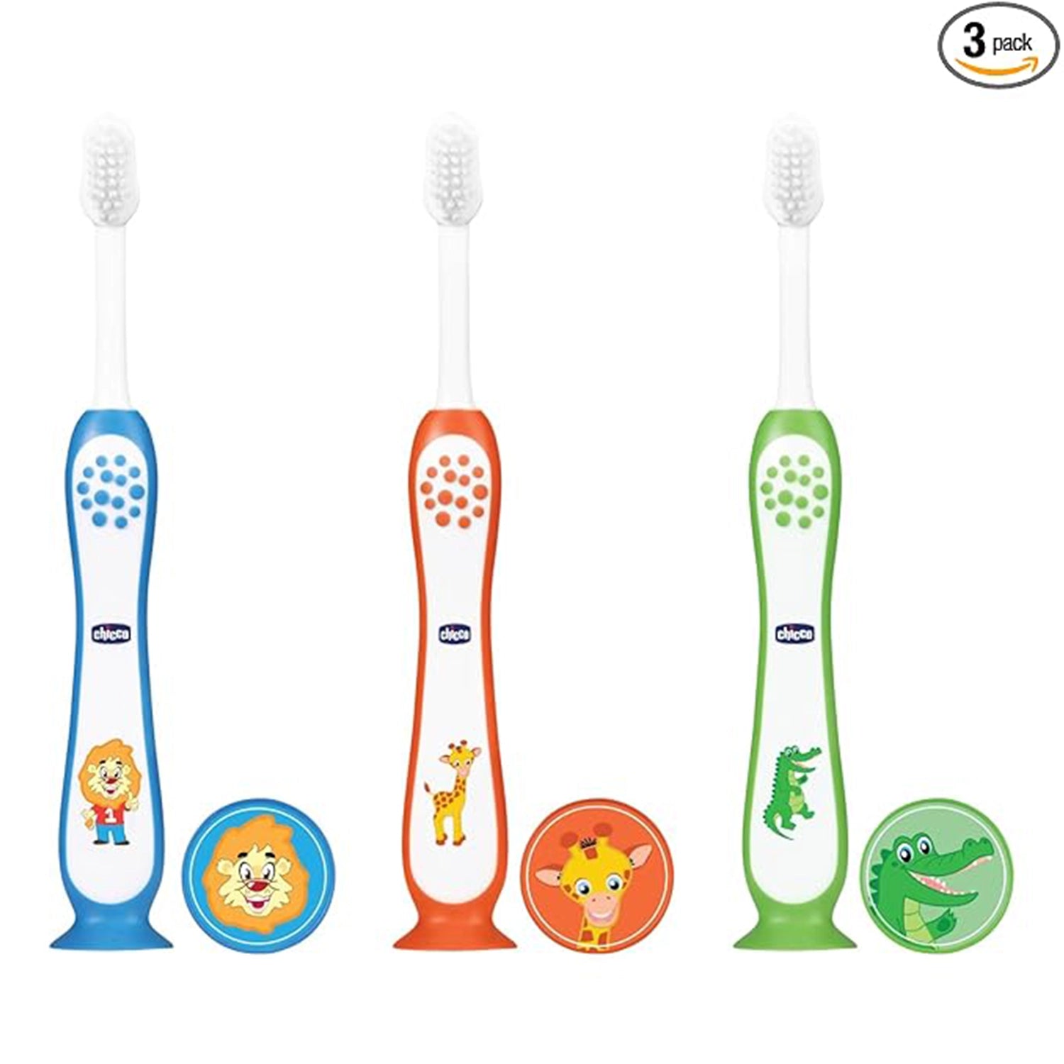 Toothbrush Set 3Y to 8Y Blue Orange & Green Pack of 3