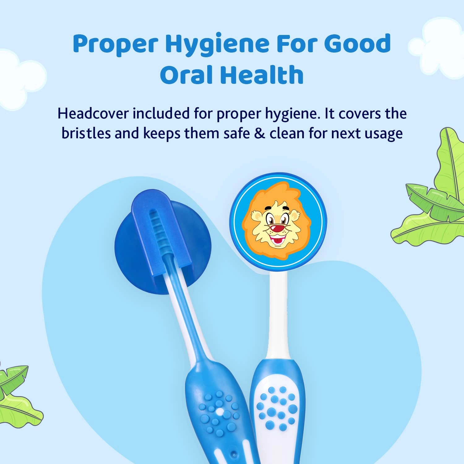 Toothbrush Set 3Y to 8Y Blue Orange &amp; Green Pack of 3