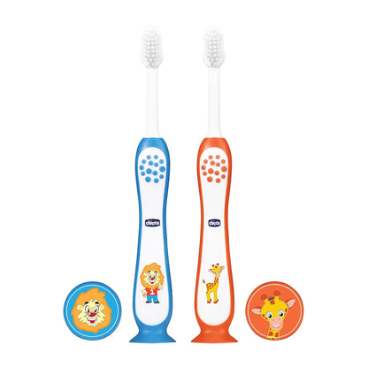 Toothbrush Set 3Y to 8Y Blue and Orange Pack of 2