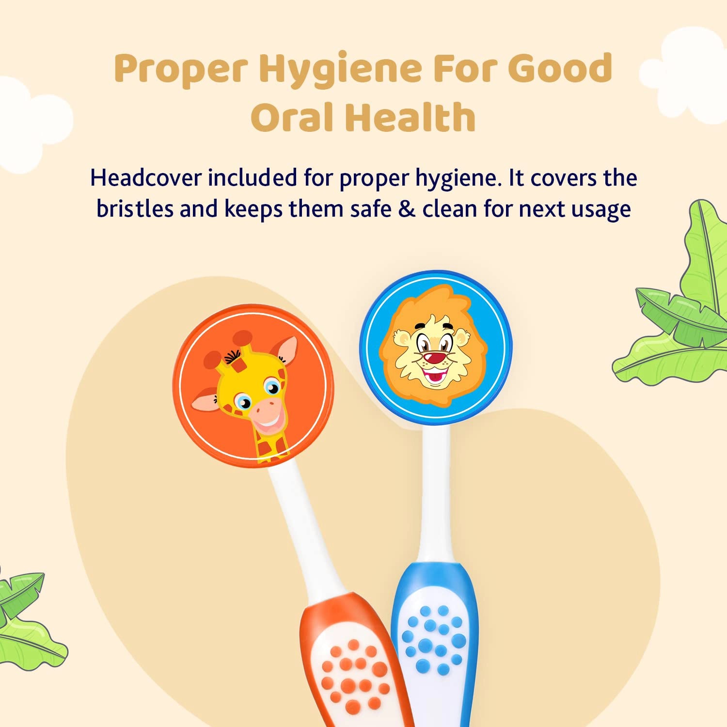 Toothbrush Set 3Y to 8Y Blue and Orange Pack of 2