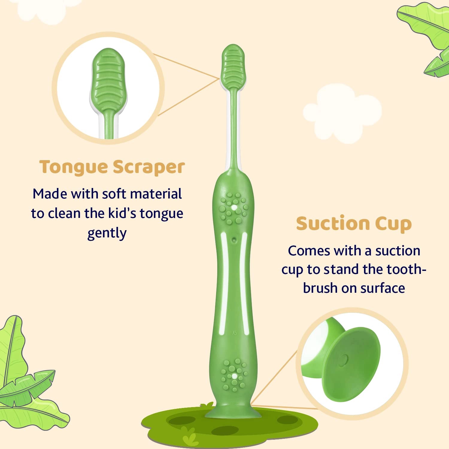 Toothbrush Set 3Y to 8Y Pink and Green Pack of 2