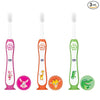 Toothbrush Set 3Y to 8Y Pink Orange & Green Pack of 3