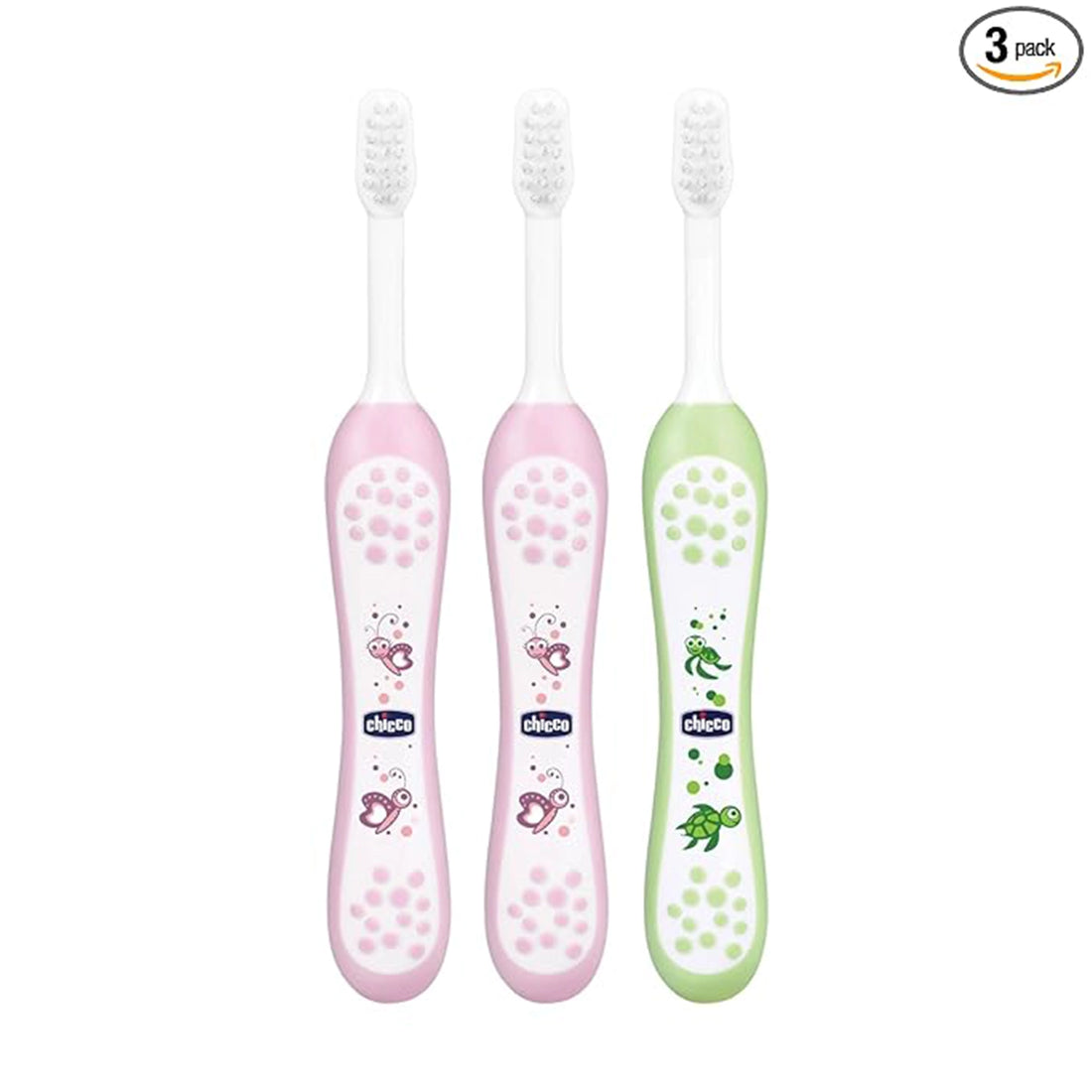 Toothbrush Set 6M to 36M Pink &amp; Green Pack of 3