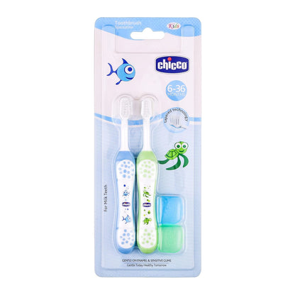 Toothbrush Set 6M to 36M Blue &amp; Green Pack of 2