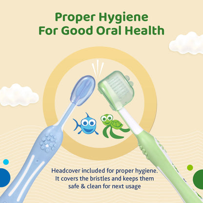 Toothbrush Set 6M to 36M Blue &amp; Green Pack of 2