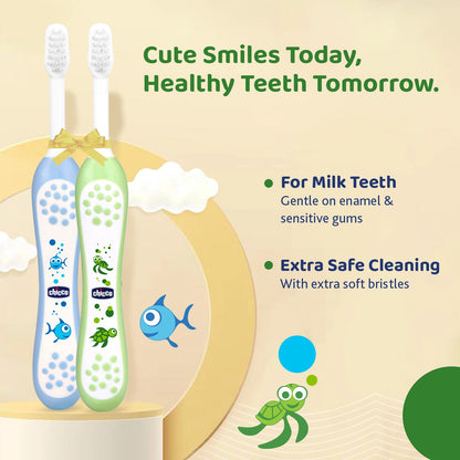 Toothbrush Set 6M to 36M Blue &amp; Green Pack of 2